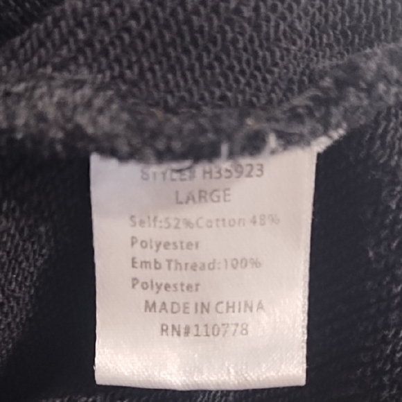 Soft Thick French Terry Black Embroidered Sleeves Sweatshirt Open Bottom - Picture 10 of 15